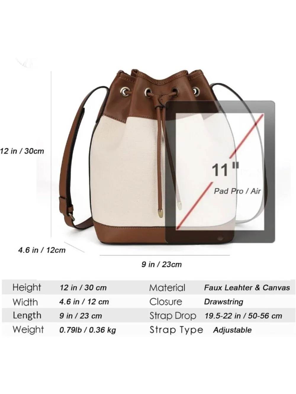 Stylish Leather Bucket Bag & Drawstring Crossbody Purse for Women - Medium Tote